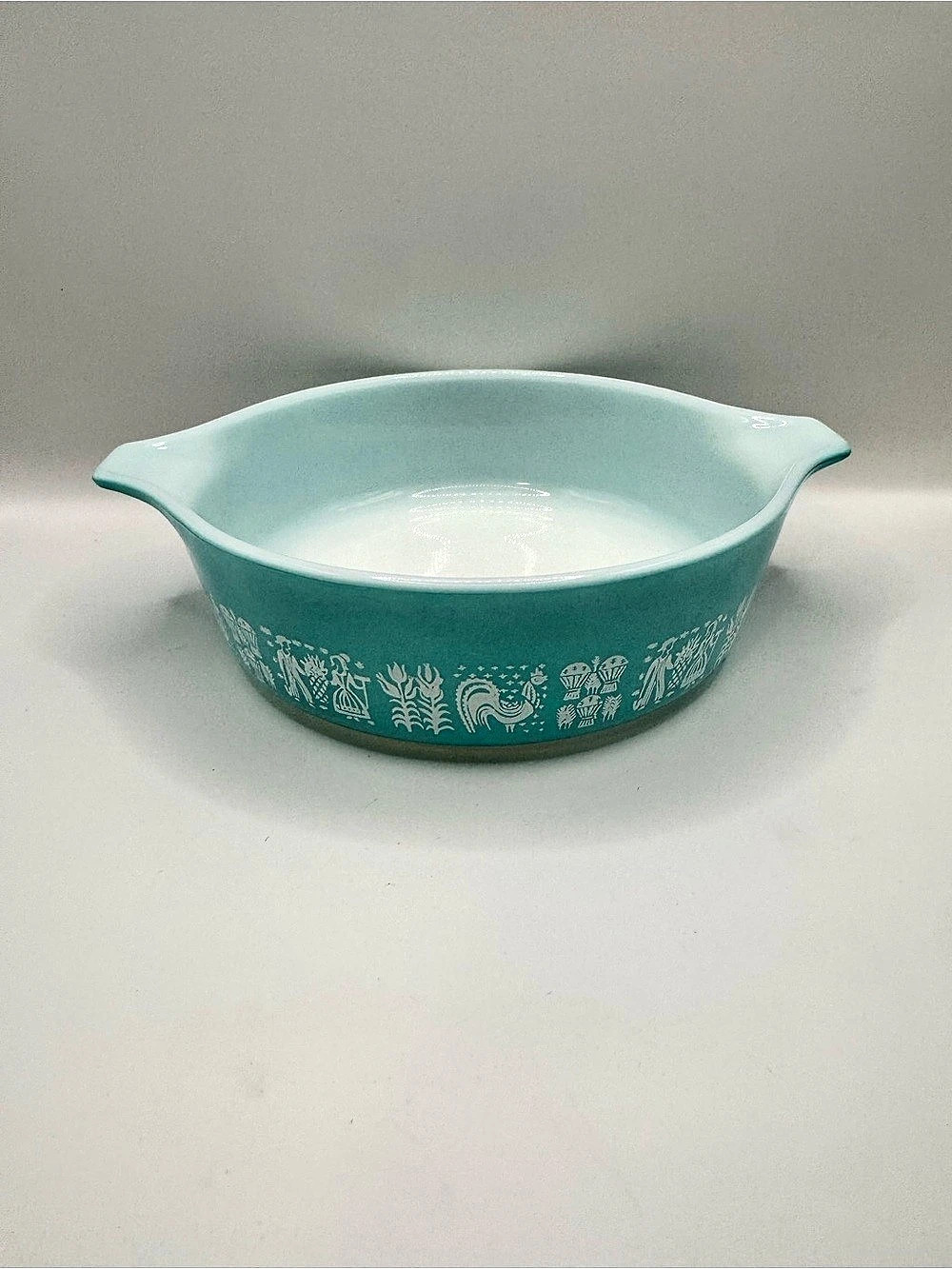 Pyrex Amish Butterprint Turquoise & White 1 Pint Casserole Dish- #471